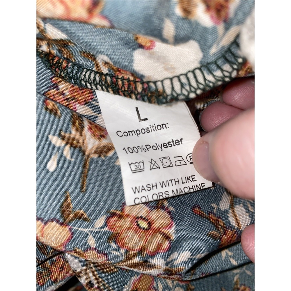 Boho Floral Midi Dress Women's Large Cottagecore Prairie Fall Dress - Picture 9 of 10
